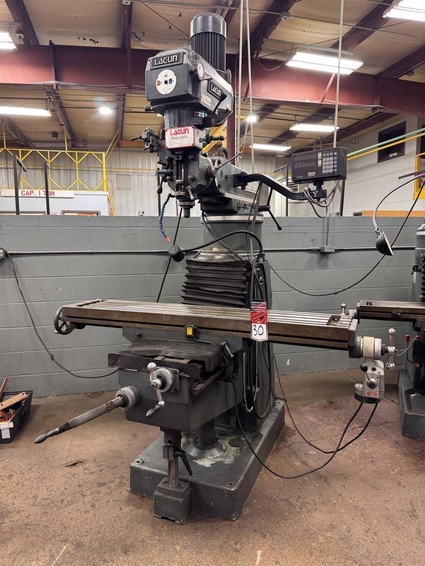 LAGUN 4 HP Milling Machine, s/n 44731, w/ 11” x 58” Power Feed Table, Sony Milman 2-Axis DRO