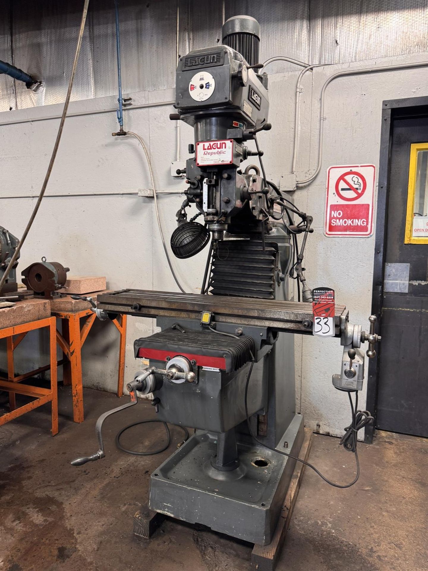 LAGUN FTV-1 3 HP Milling Machine, s/n SE-41757, w/ 10” x 44” Power Feed Table