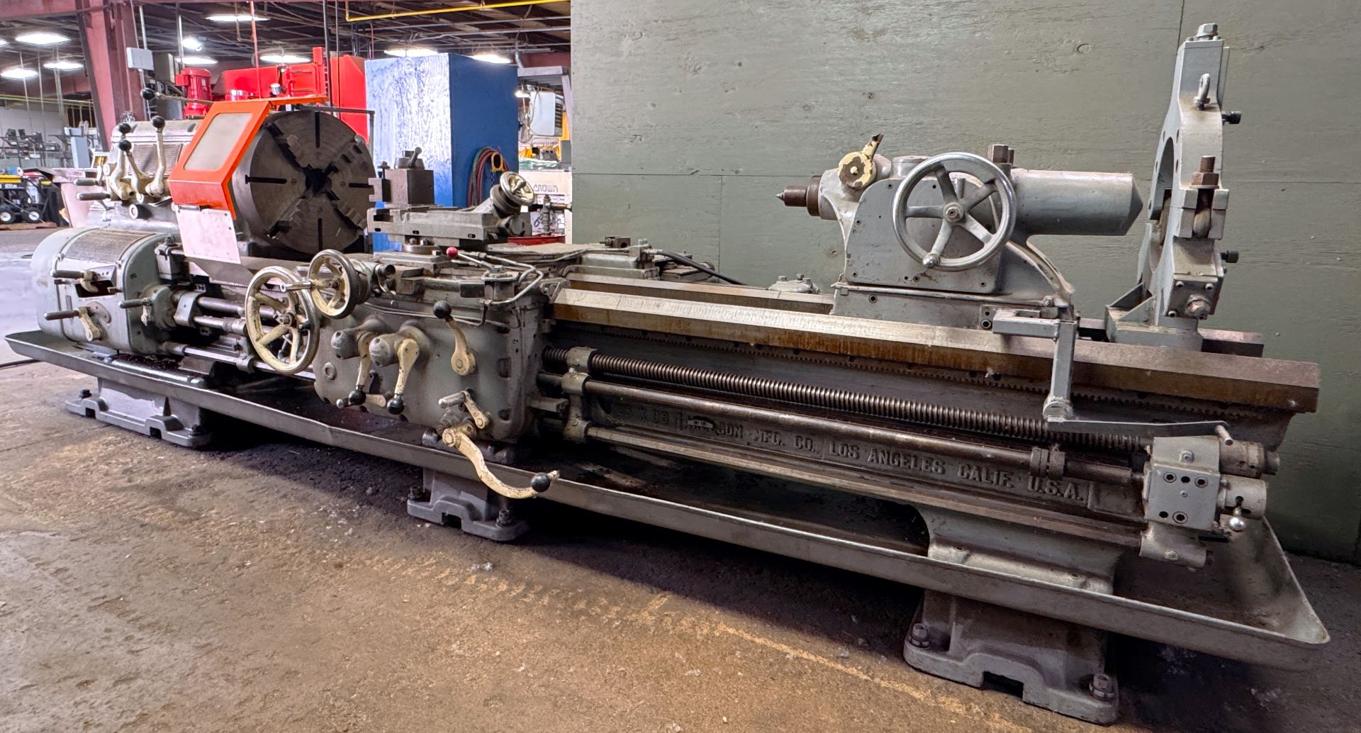 AXELSON A25 25” x 96” Lathe, s/n 4012, 24” 4-Jaw Chuck, 6-555 Spindle RPM Quick Change Tool Post,