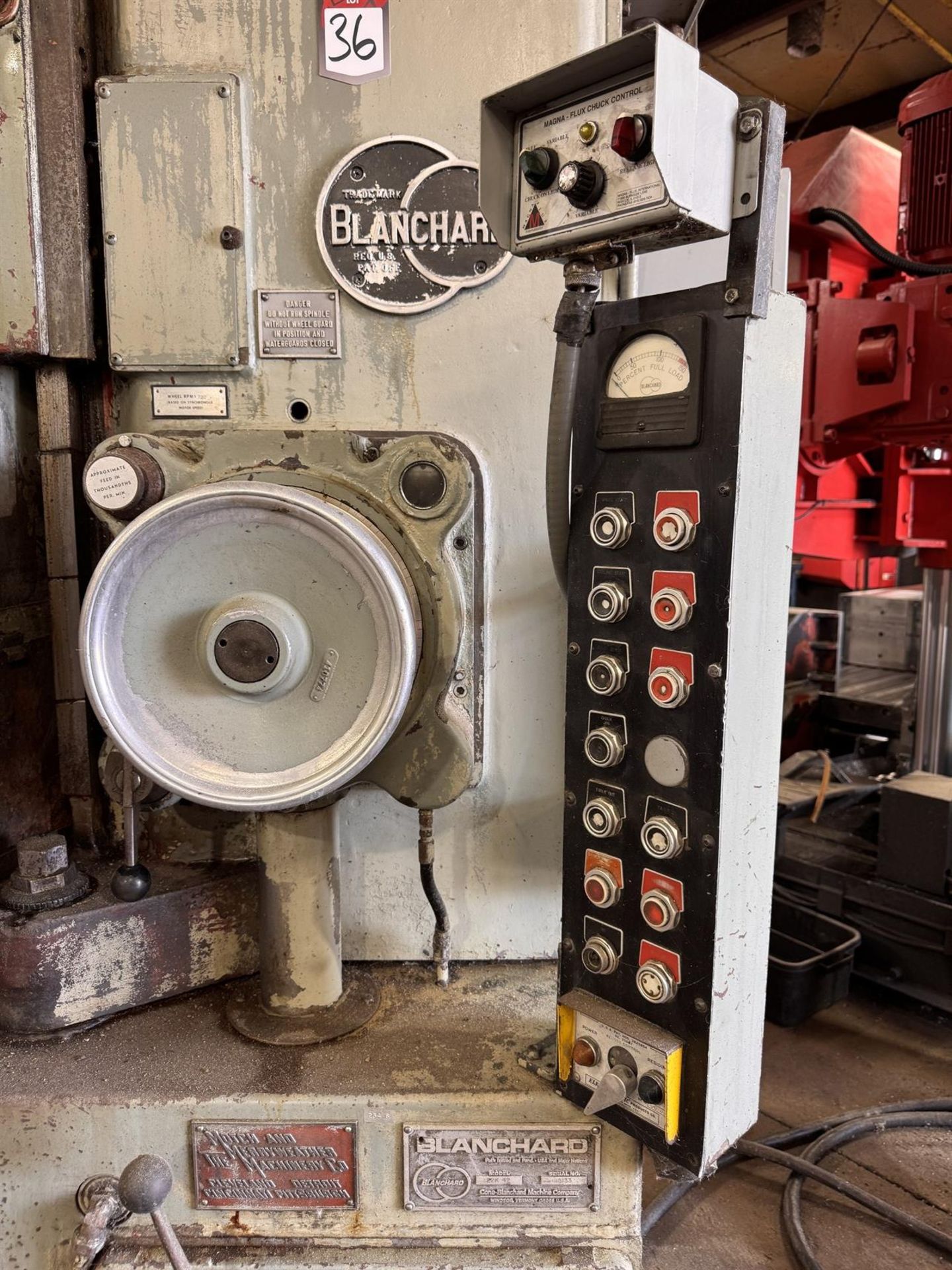BLANCHARD 22K-42 Rotary Surface Grinder, s/n 15133, w/ 42” Magnetic Chuck, 48” Swing, 12” Max. - Image 6