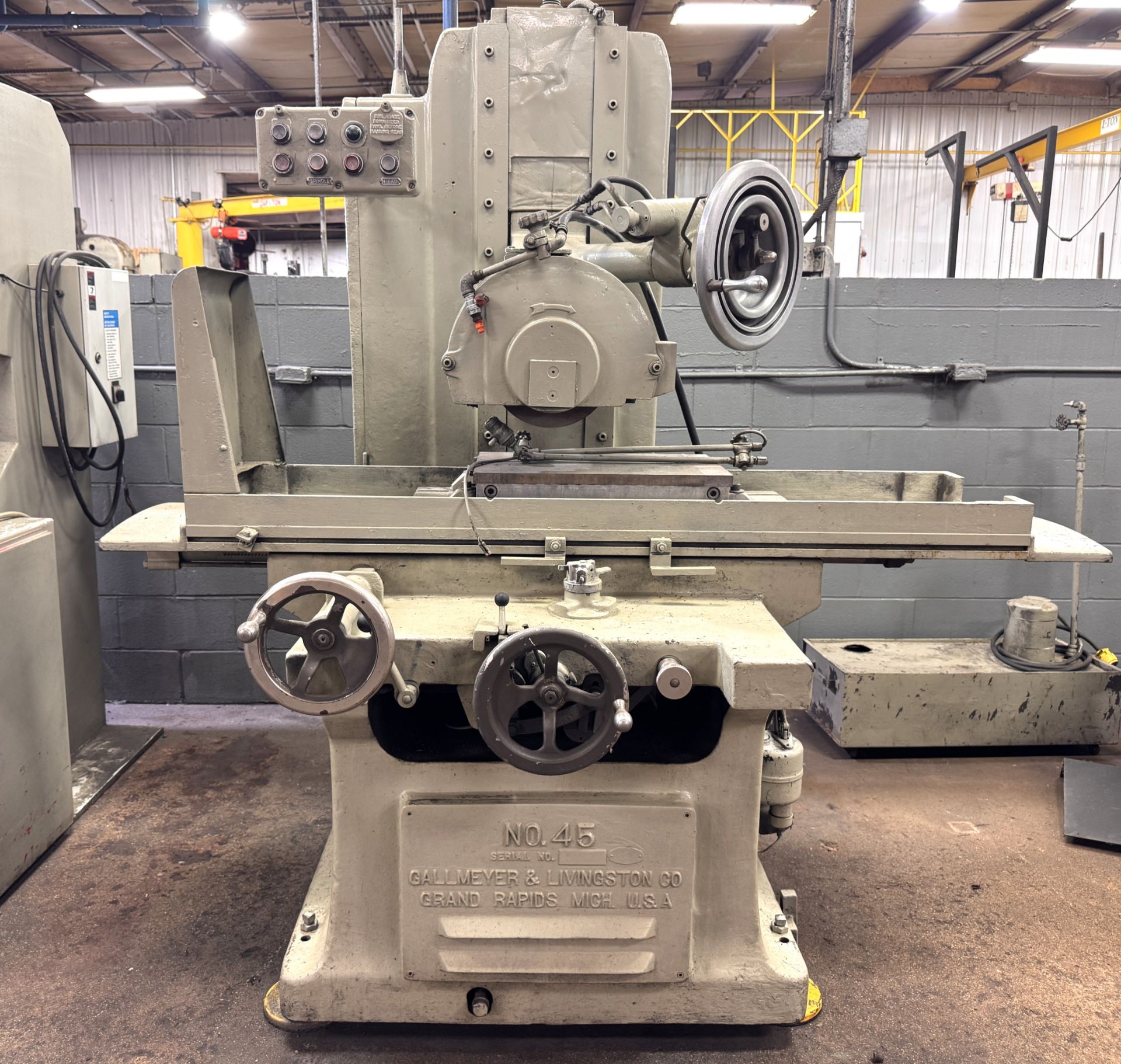 GALLMEYER & LIVINGSTON No. 45 Reciprocating Surface Grinder, s/n na, w/ 12” x 20” Magnetic Chuck,