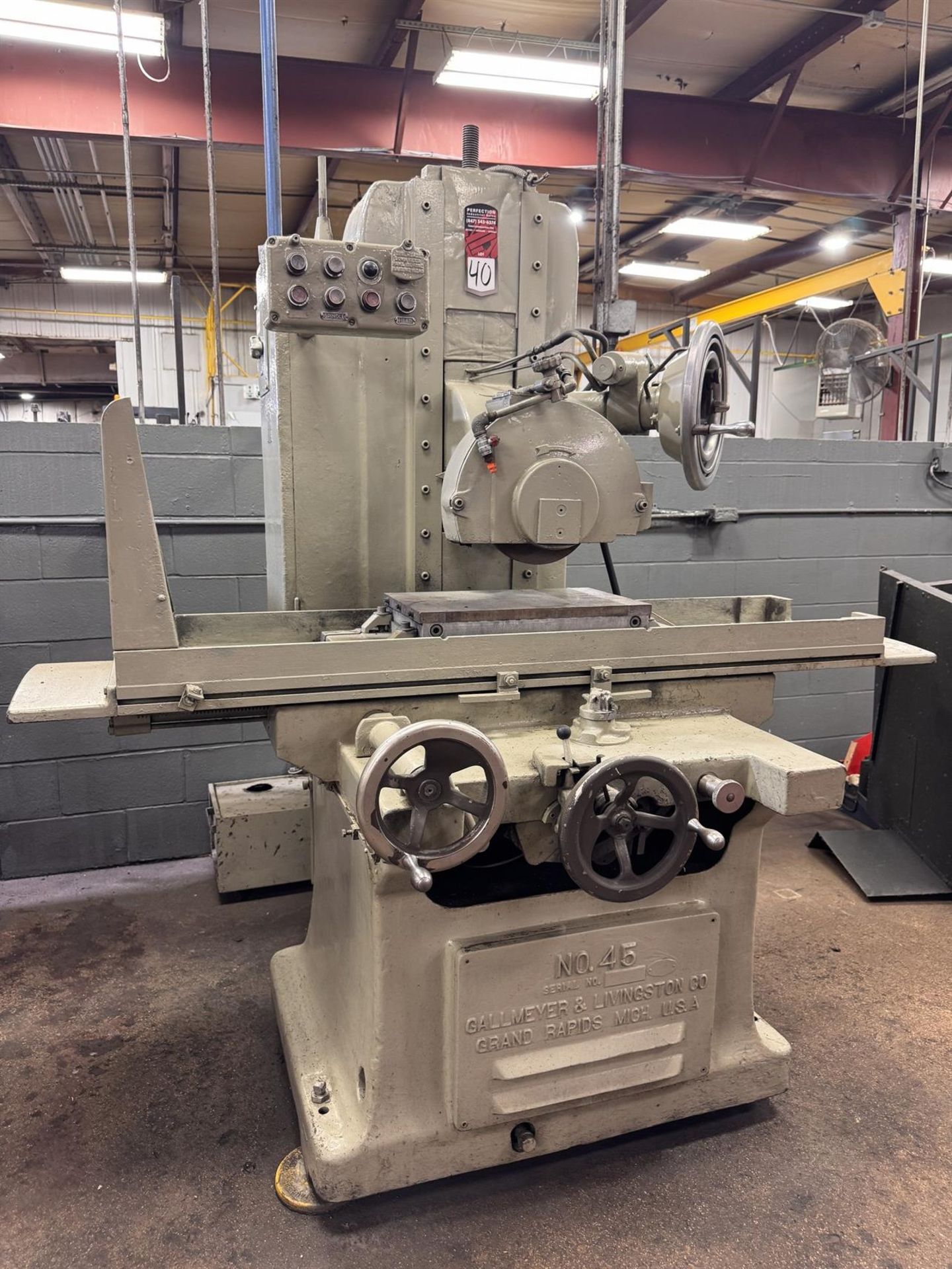 GALLMEYER & LIVINGSTON No. 45 Reciprocating Surface Grinder, s/n na, w/ 12” x 20” Magnetic Chuck, - Image 3