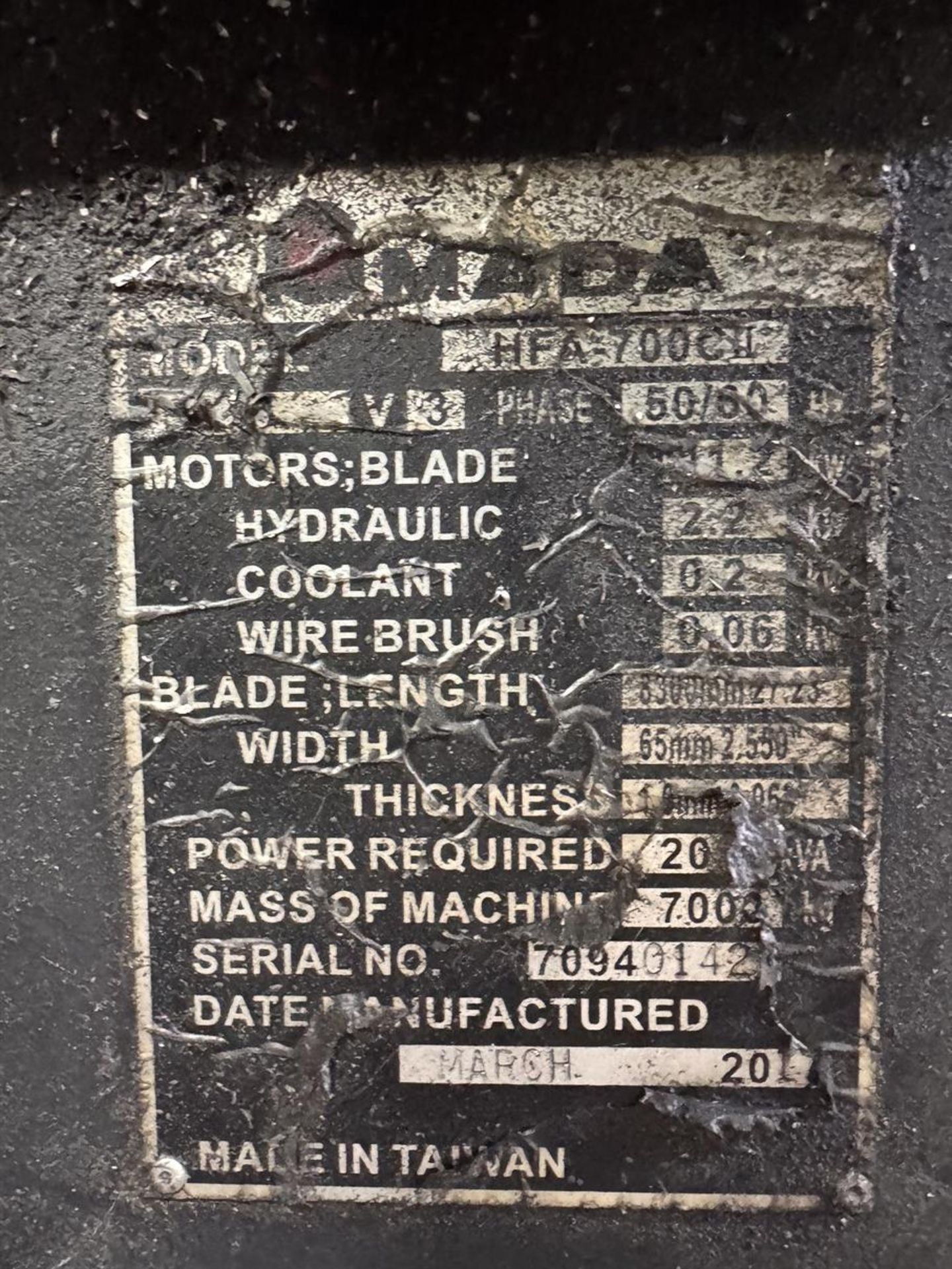 2017 AMADA HFA-700CII Post Style Horizontal Band Saw, s/n 70940142, 32” x 38” Capacity, 17,637 lb. - Image 15