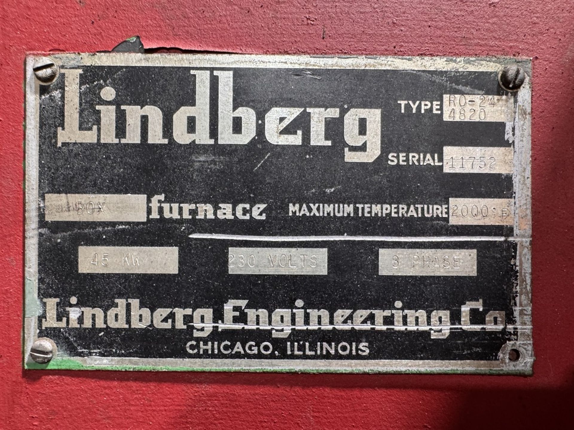 LINDBERG RO-24-4820 Electric Box Furnace, s/n 11752, 2000°F Max. Temperature, 45 KW, #3B - Image 7