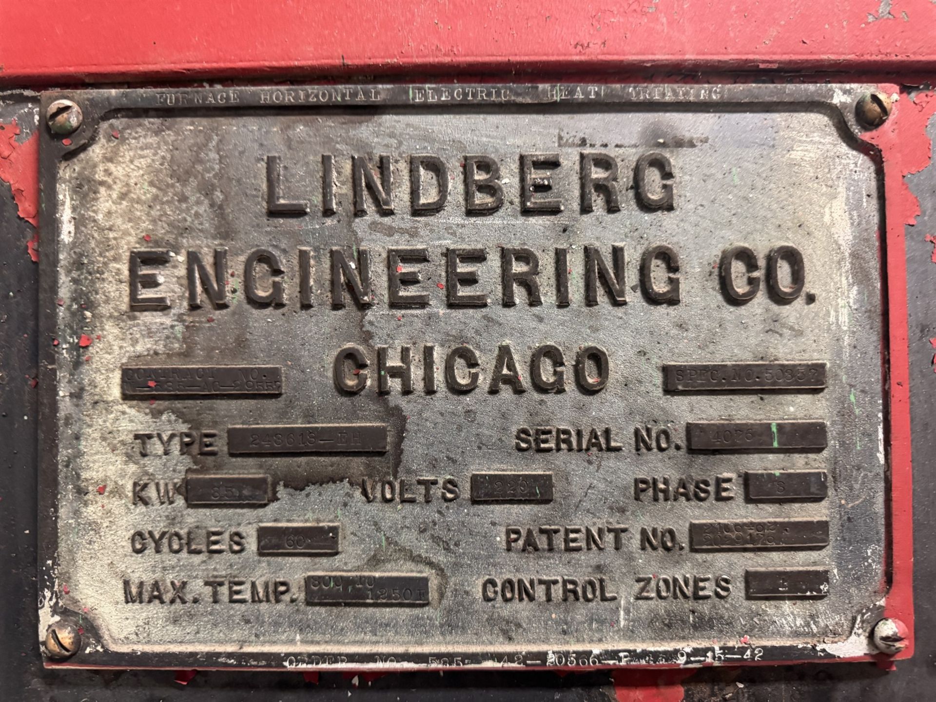 LINDBERG 243618-EH Electric Furnace, s/n 4076, 800-1250°F Temp. Range, 35 KW,Max. Temperature, #8 - Image 9